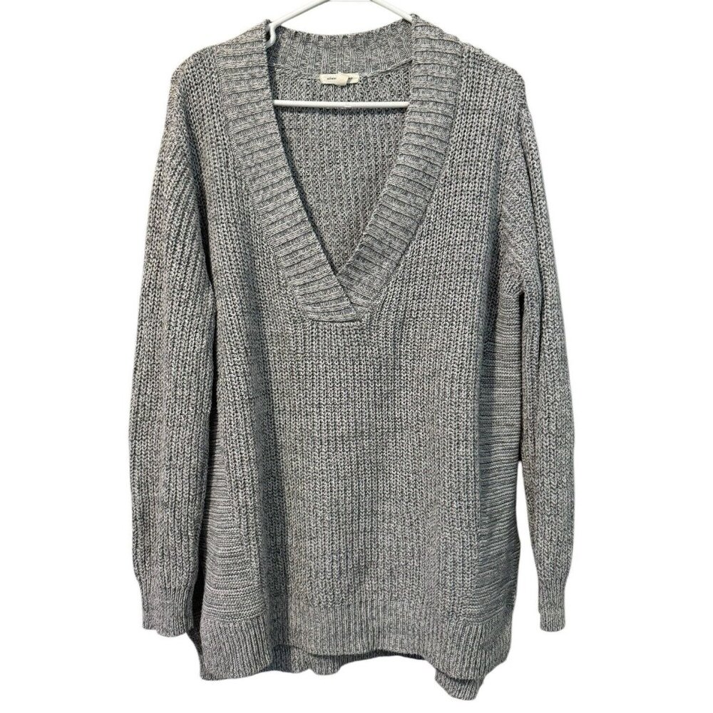 Anthropologie Silence + Noise Knit Side Slit Step Hem V Neck Sweater Size Medium